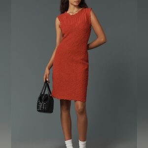 Anthropologie Ruffle Trim Textured Midi Dress Medium NWT